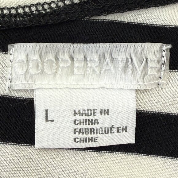Button Back Striped Rayon Tank Women L Black White Cooperative - Picture 4 of 7
